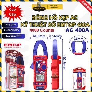 Đồng hồ kẹp kỹ thuật số EMTOP AC 400A 4000 số đếm (mã EDMR762001)