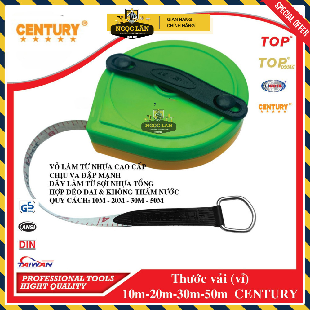 Thước Vải Cuộn Century 10-50m Đo Xây Dựng, Đất Đai - Ảnh 3