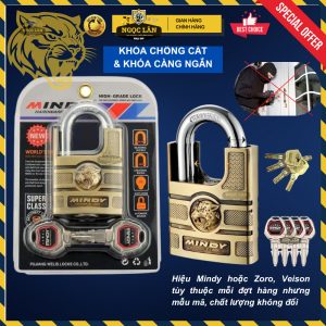 Khóa cửa chống cắt Mindy 6 phân có đầu báo trộm