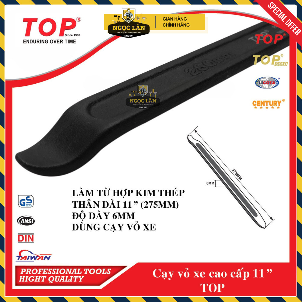 Cây nạy vỏ lốp xe TOP thép đen 8", 11", 21" Chính hãng - Ảnh 7