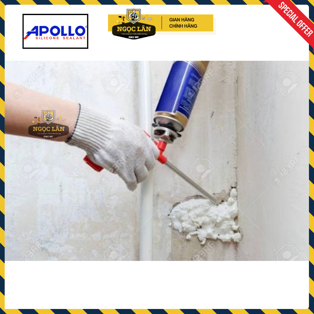Bọt nở Apollo Foam 750ml, Thùng 12 chai, kết dính, cách âm, cách nhiệt - Ảnh 2