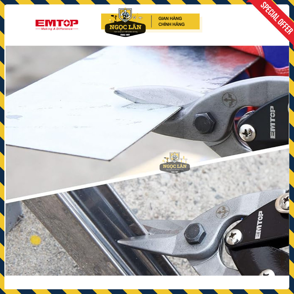 Kéo cắt tôn EMTOP chính hãng Bộ 3: cong trái, cong phải, thẳng cao cấp - Ảnh 6