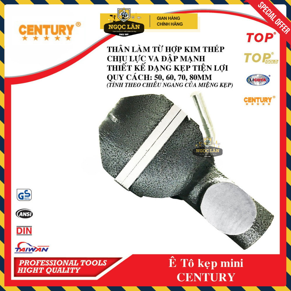 Ê tô kẹp bàn mini Century xoay 360 độ 50mm 60mm 80mm cao cấp - Ảnh 4