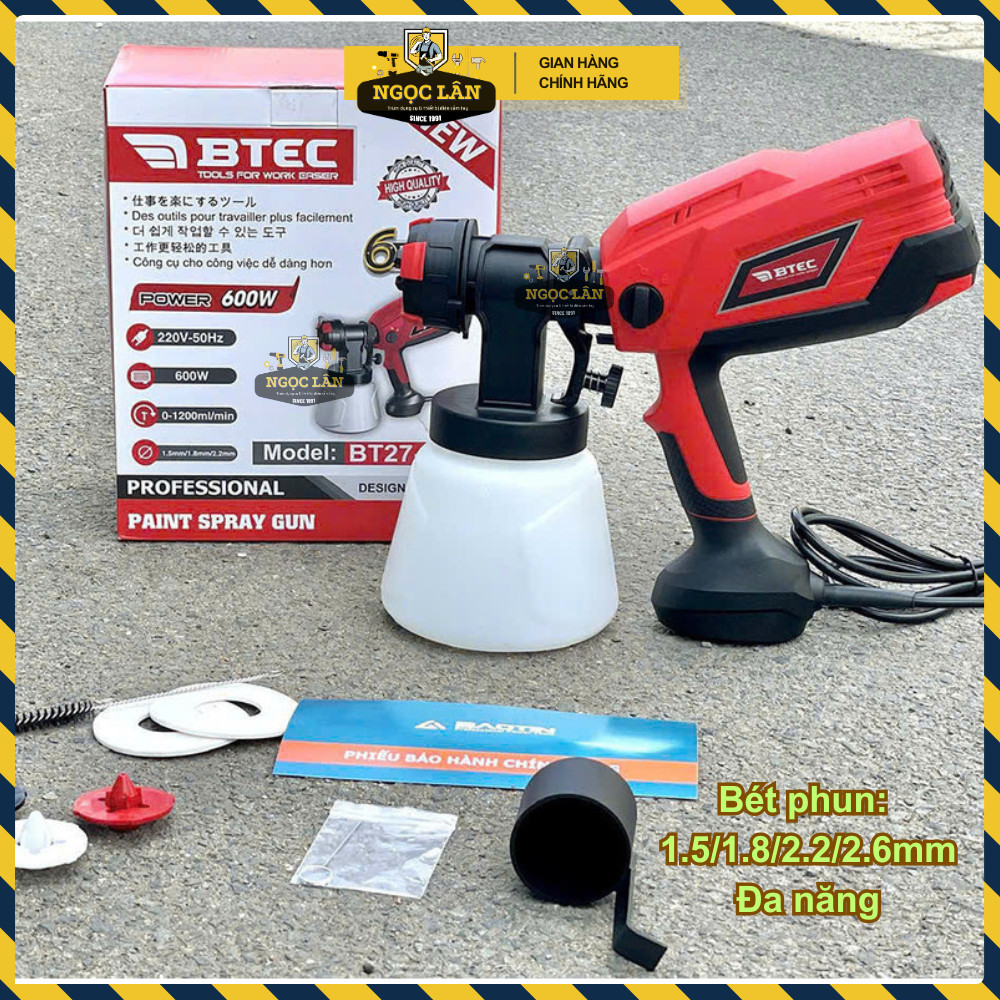 Máy phun sơn điện Bitec chính hãng 600W 1000ML BT27-800A bảo hành 6 tháng - Ảnh 2