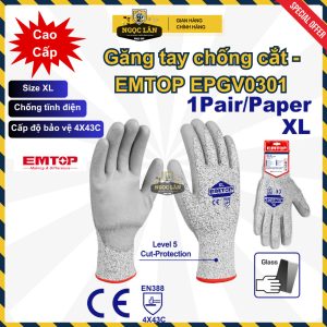 Găng tay chống cắt EMTOP size XL chống tĩnh điện cao cấp EPGV0201