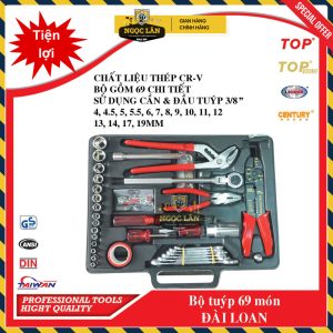 Chính hãng TOP Bộ đồ nghề 69 chi tiết Đài Loan cao cấp sửa chữa gia đình