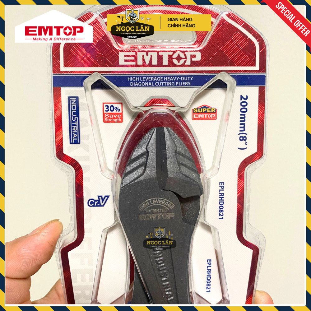 Kìm cắt EMTOP trợ lực 30%, đầu nặng, thép CRV, phủ Teflon - Ảnh 5
