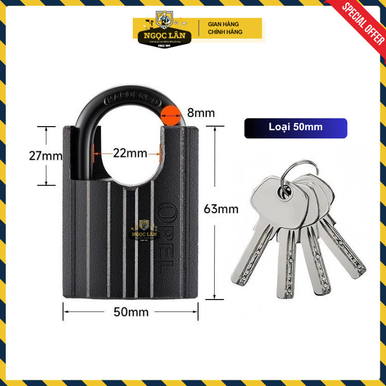 Khóa Chống Cắt OPEL Thép Đen, Bấm Size 5p 6p, 4 Chìa Chống Trộm - Ảnh 3