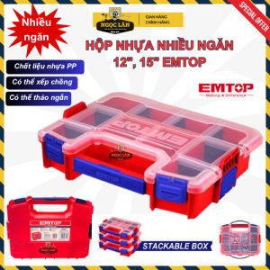 Hộp Nhựa EMTOP EPBX1211 12", 15" Nhiều Ngăn Xếp Chồng Đựng Linh Kiện