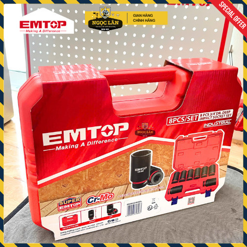 EMTOP Bộ 8 Đầu Tuýp Lục Đen 3/4" CrMo, các cỡ 26-38mm (EMSSD34081) - Ảnh 4