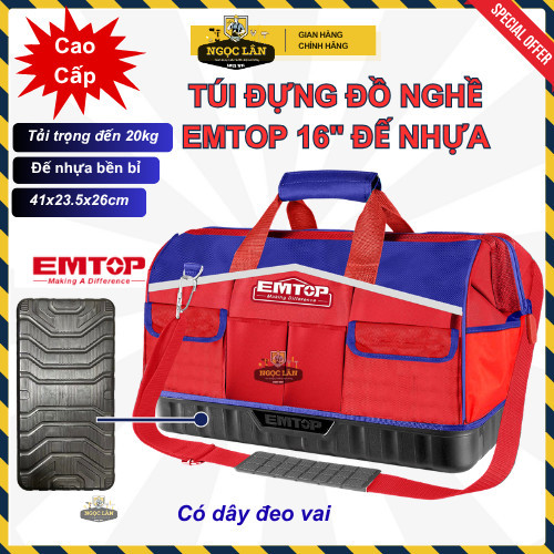 Chính hãng Túi đựng đồ nghề EMTOP 16" đế nhựa 20kg, có dây đeo ETBG28164