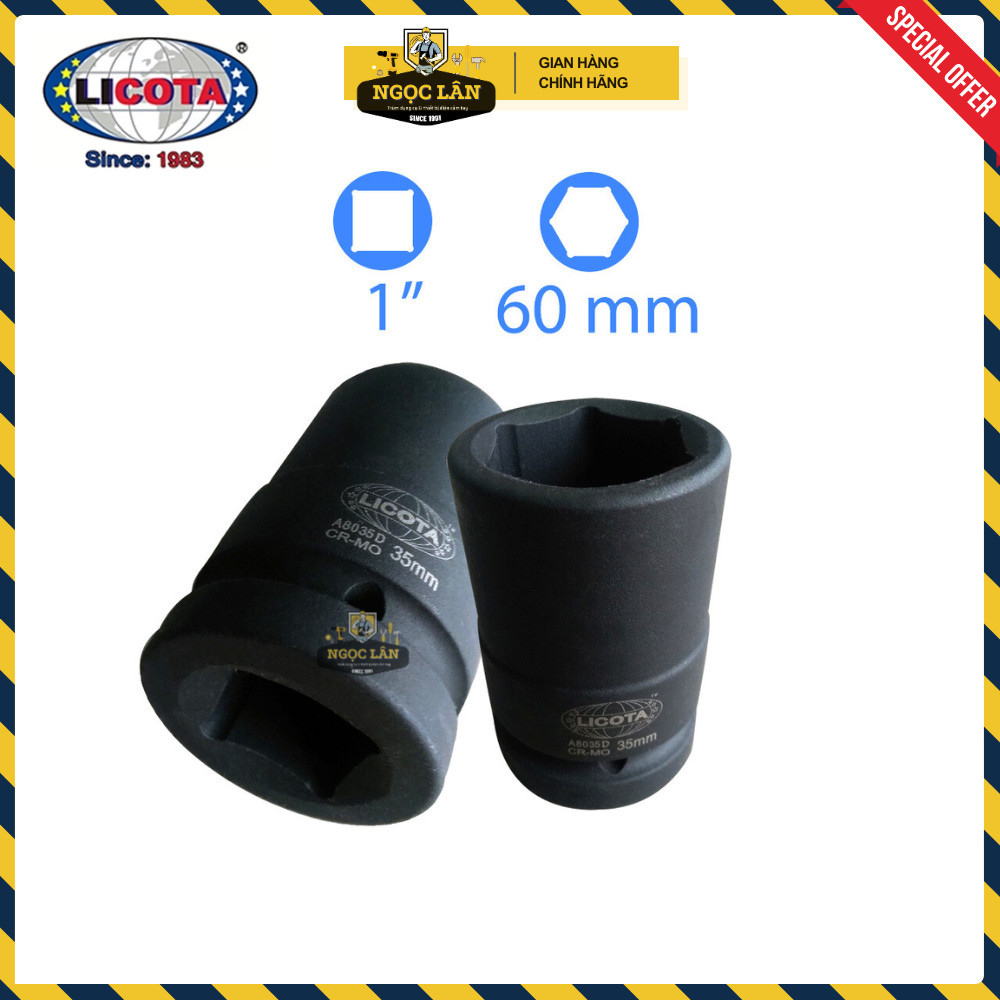 Đầu khẩu Licota 1" CR-MO đen 21-65mm Đài Loan - Ảnh 6