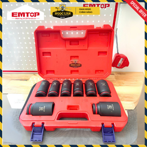 EMTOP Bộ 8 Đầu Tuýp Lục Đen 3/4" CrMo, các cỡ 26-38mm (EMSSD34081) - Ảnh 3