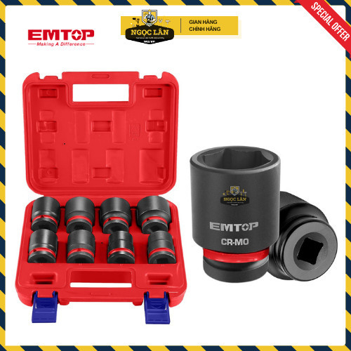 EMTOP Bộ 8 Đầu Tuýp Lục Đen 3/4" CrMo, các cỡ 26-38mm (EMSSD34081) - Ảnh 5