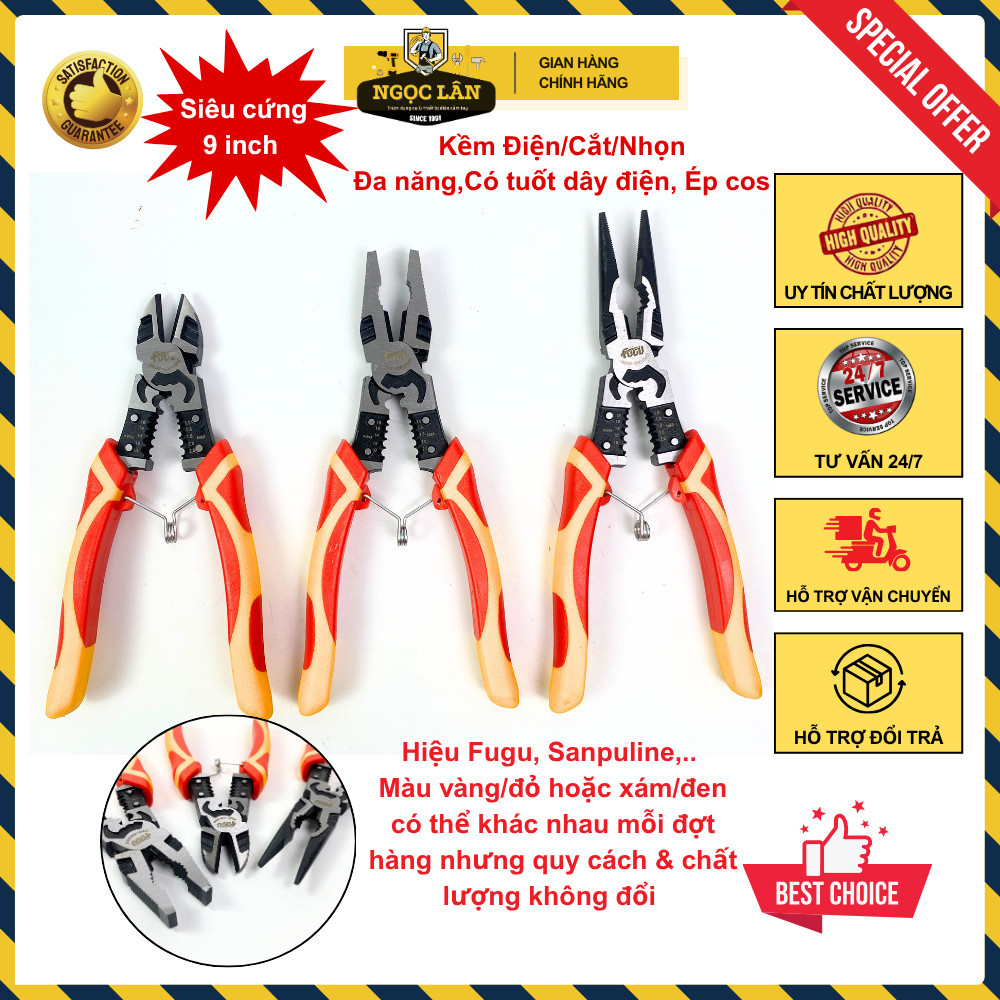 Kìm Đa Năng Fugu CRV Cắt Thép, Ép Cos, Tuốt Dây Điện