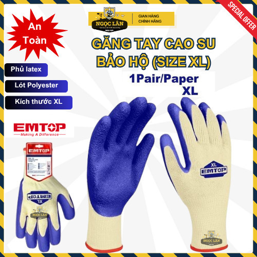 Găng tay cao su bảo hộ EMTOP XL bốc xếp hàng nặng EXGV0102
