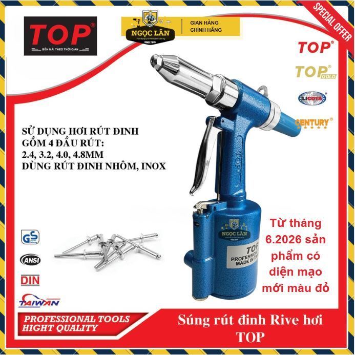 Súng rút đinh Rive hơi TOP Đài Loan cao cấp - Ảnh 6