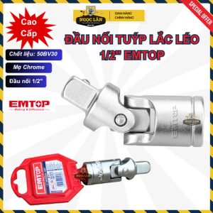 Đầu Nối Tuýp Lắc Léo EMTOP 1/2'' Thép 50BV30 Mạ Chrome (EHUJ1121)