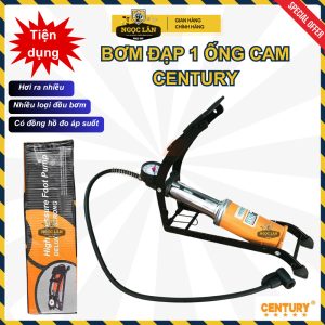 Bơm đạp chân Century 1 ống xilanh cam có đồng hồ, bơm bánh xe, phao