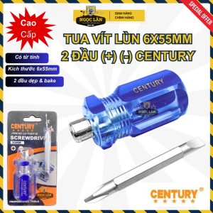 Tua vít lùn Century 2 đầu dẹp bake 55mm có từ tính chính hãng cao cấp