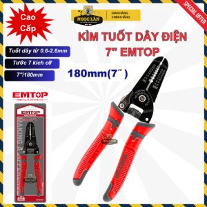 Kìm tuốt dây điện EMTOP EMPL5607 7" 0.6-2.6mm chính hãng