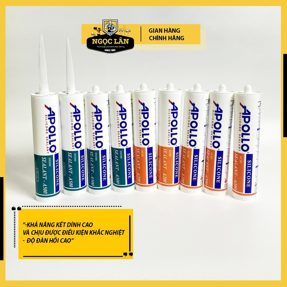Keo dán kính Silicone Apollo A200, A300, A500 Trắng Trong - Ảnh 2