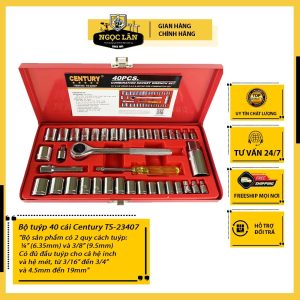 Bộ Tuýp 40 Món 1/4" 3/8" Inch/Mét Cao Cấp Century TS-23407