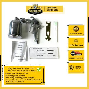 Súng phun sơn Maxpiro F-75G đầu phun 1.5mm, bình 400cc
