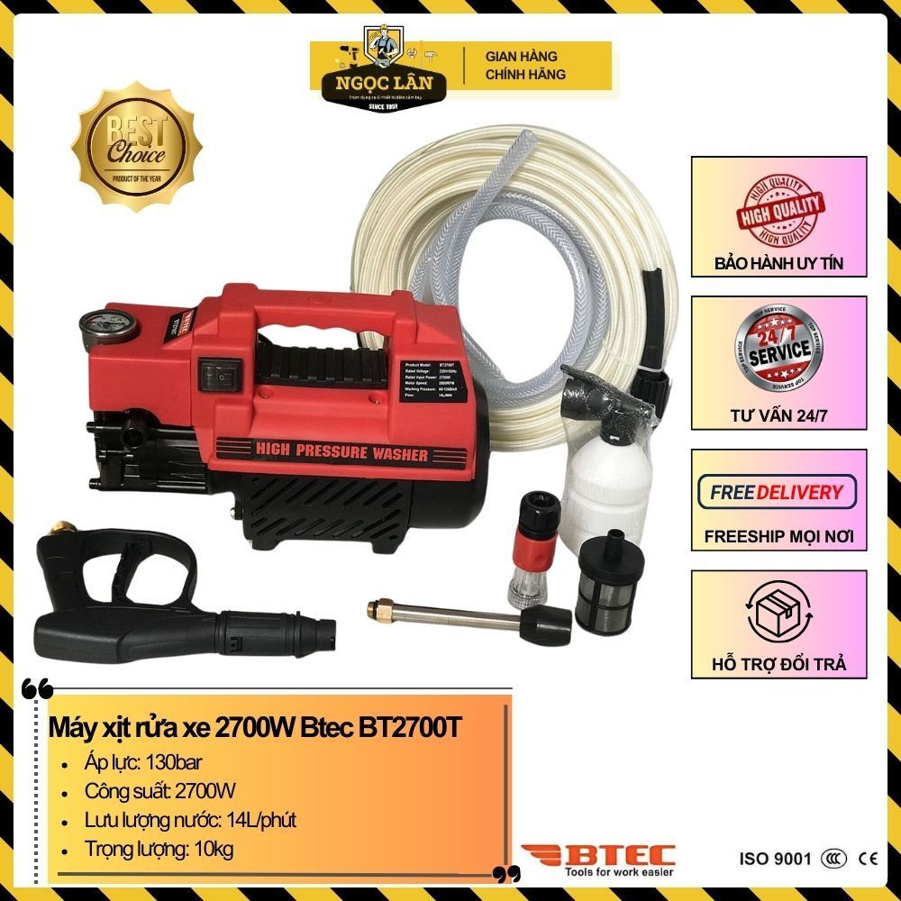 Máy xịt rửa xe Bitec BT2700T 2700W chính hãng