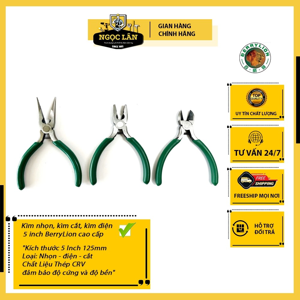 BerryLion Kìm Nhọn Cắt Điện 5 inch 125mm Cao Cấp - Ảnh 2
