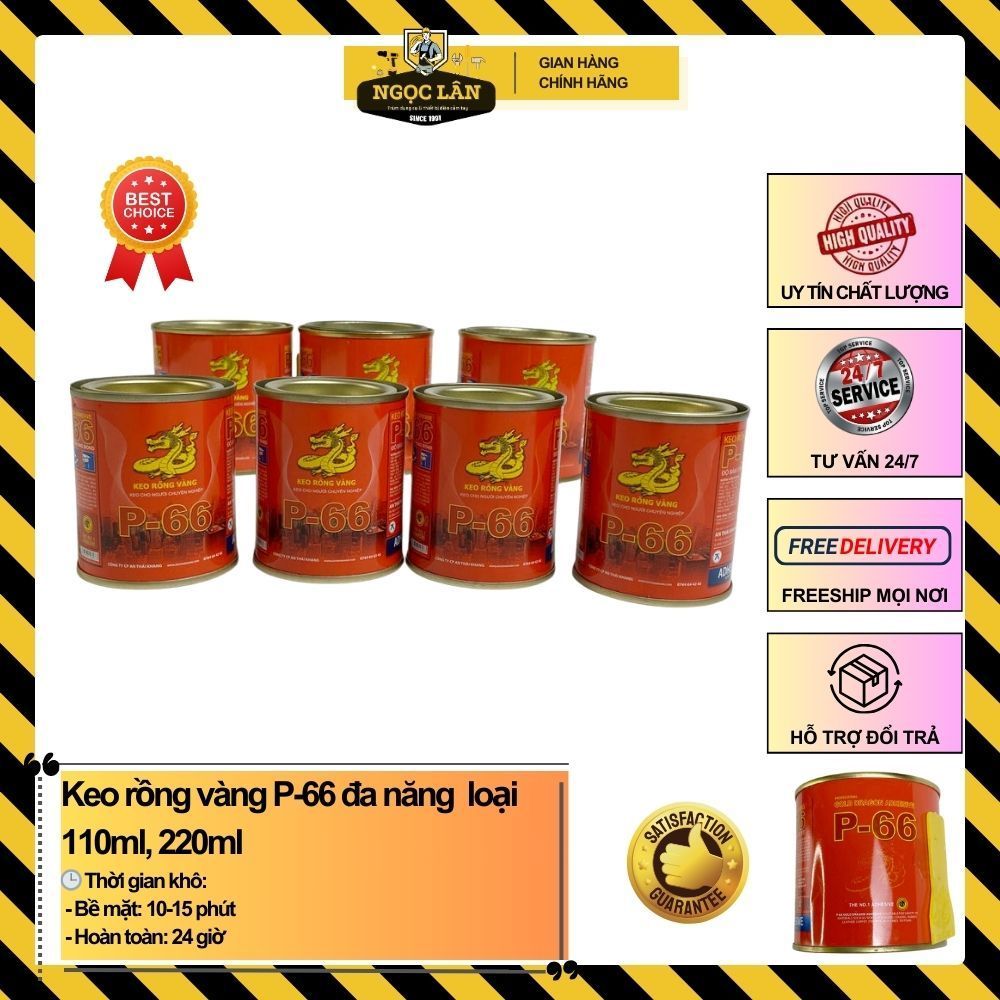 Keo Rồng Vàng P-66 đa năng dán da, gỗ, alu 110ml, 220ml, 600ml
