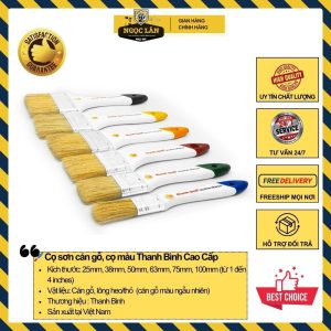 Thanh Bình Cọ Sơn, Cọ Màu Cán Gỗ Cao Cấp, Size 25-100mm