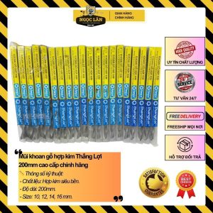 Mũi khoan gỗ hợp kim Thắng Lợi 200mm, phi 10, 12, 14, 16mm chính hãng
