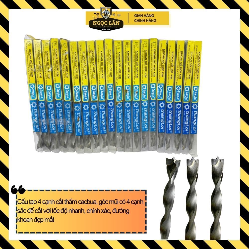 Mũi khoan gỗ hợp kim Thắng Lợi 200mm, phi 10, 12, 14, 16mm chính hãng - Ảnh 2