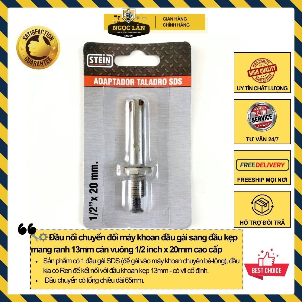 Đầu chuyển máy khoan chuôi gài sang măng ranh 13mm cán vuông 1/2 inch