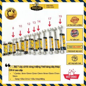Bộ 7 Cờ lê vòng miệng Yeti (8,10,12,13,14,17,19) thép CR-V cao cấp