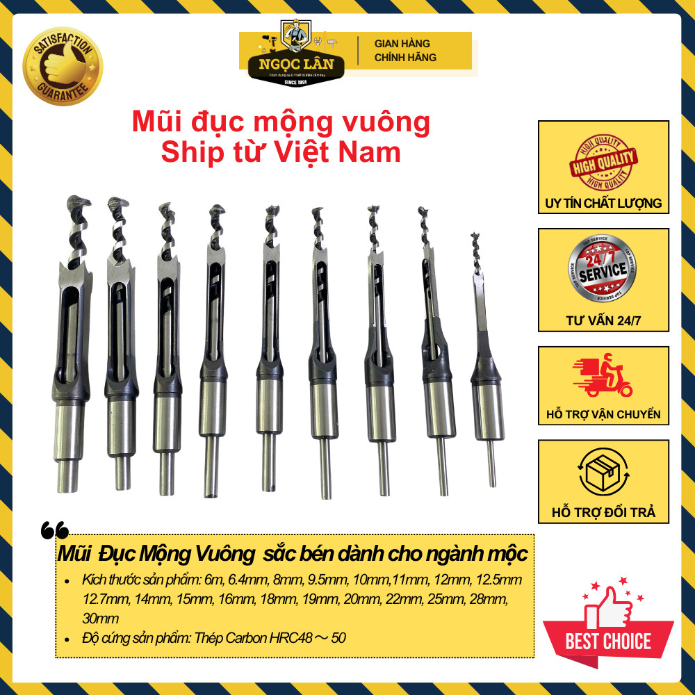 Mũi khoan đục mộng vuông thép hợp kim sắc bén cho máy đục mộng thợ mộc