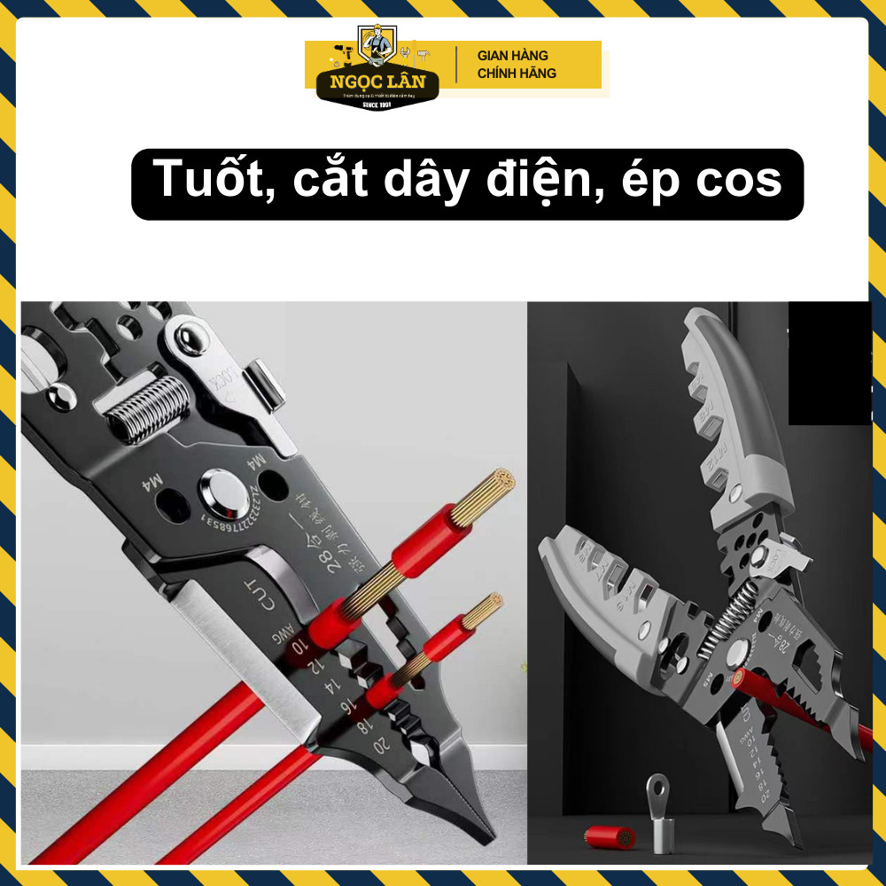 Kìm Tuốt Dây Điện Đa Năng 28-in-1, Cắt, Ép Cos, Vặn Ốc - Ảnh 6