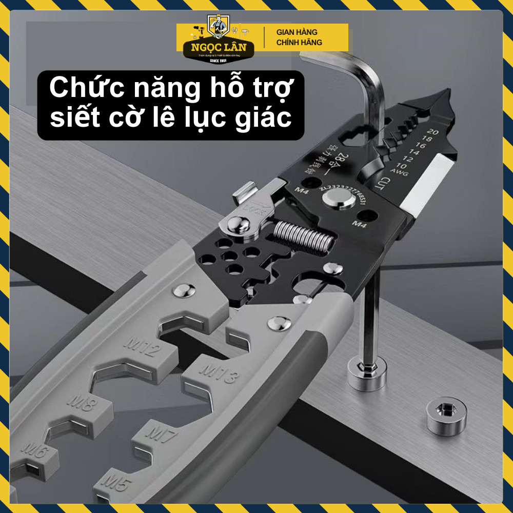 Kìm Tuốt Dây Điện Đa Năng 28-in-1, Cắt, Ép Cos, Vặn Ốc - Ảnh 5