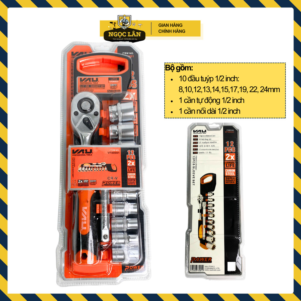 Bộ khẩu tự động VAU 12 chi tiết 1/2 inch 8-24mm thép CRV - Ảnh 2