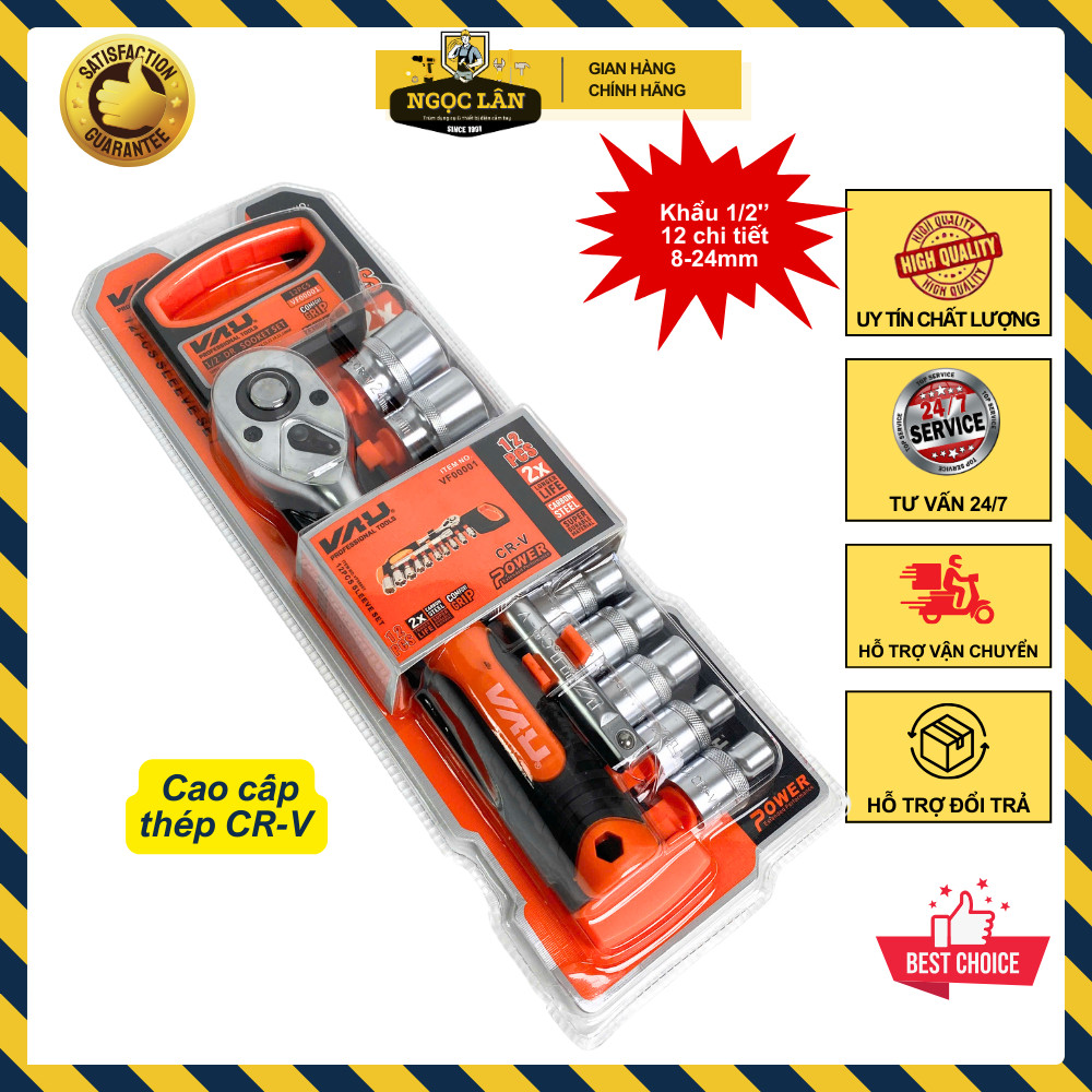 Bộ khẩu tự động VAU 12 chi tiết 1/2 inch 8-24mm thép CRV