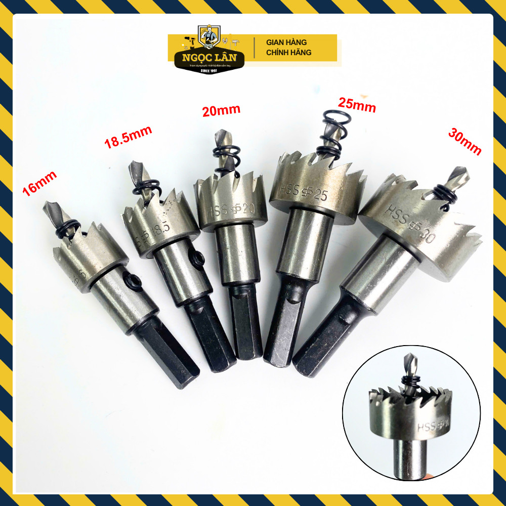 Bộ 5 Mũi Khoét Khoan Lỗ Kim Loại Thép HHS Size 16-30mm - Ảnh 6