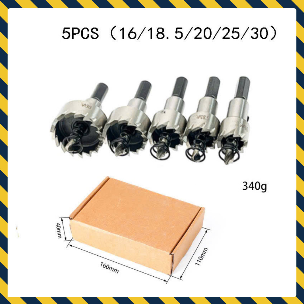 Bộ 5 Mũi Khoét Khoan Lỗ Kim Loại Thép HHS Size 16-30mm - Ảnh 8