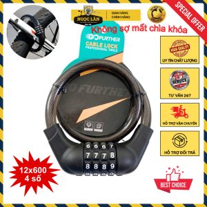 Khóa dây xe đạp 4 số chống trộm cao cấp