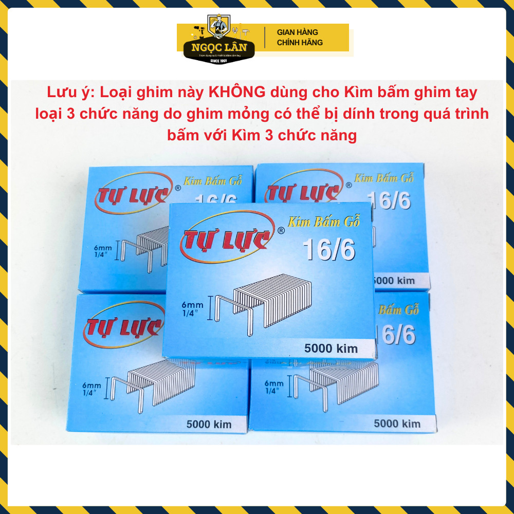 Ghim bấm gỗ Tự Lực 13/6, 13/8, 16/6, 16/8 hộp 5000 ghim - Ảnh 2