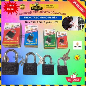 Khóa cửa gang Việt Tiệp cầu 6-12mm, an toàn, bền bỉ, giá rẻ