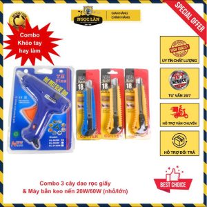 Combo súng bắn keo nến & 3 dao rọc giấy bản lớn 18mm