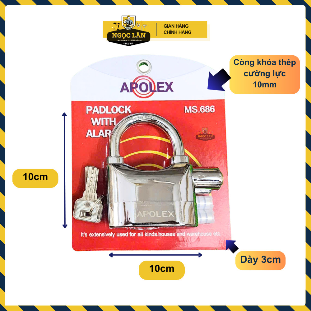 Ổ khóa Apolex báo động chống trộm cao cấp chính hãng MS.686 - Ảnh 3