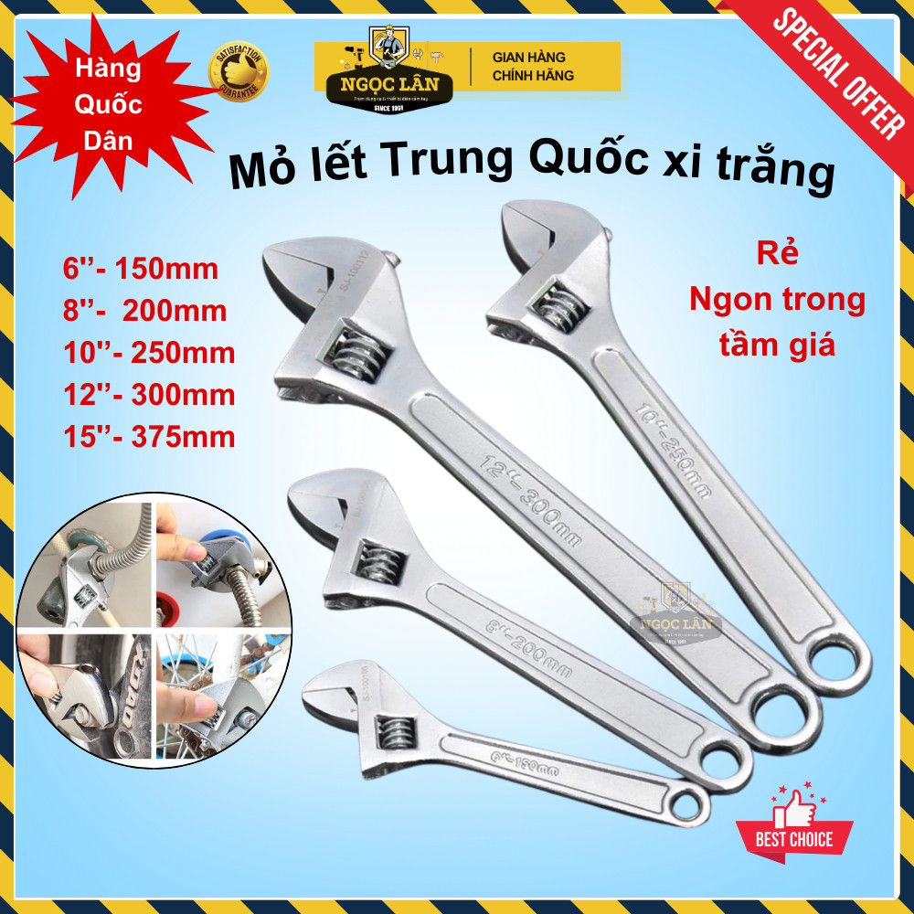 Mỏ Lết Trung Quốc các size 6'', 8'', 10'', 12'', 15''