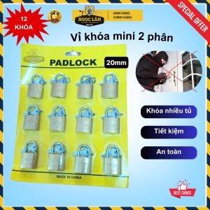 Combo 12 ổ khóa 20mm vàng khóa tủ locker, vali mini